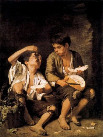 Murillo, Dos niños comiendo fruta (1650). Alte Pinakothek (Munich) 